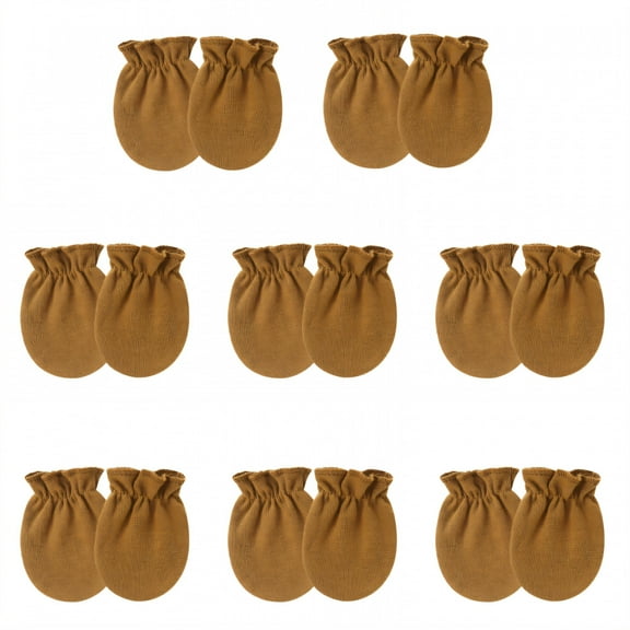 TELOLY 8 Pairs Baby Mittens,Cotton Baby Mittens Newborn,Newborn Mittens for 0-1 Years,Caramel