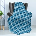 thumbnail image 4 of Checkered Soft Flannel Fleece Throw Blanket, Intersecting Stripes and Squares Picnic Themed Tile Pattern in Blue Colors, Cozy Plush for Indoor and Outdoor Use, 50" x 60", Blue Pale Blue, by Ambesonne, 4 of 5