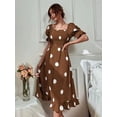 thumbnail image 2 of Women‘s Summer Dot Dress Women‘s Elegant Square Neckline Large Dot Ruffle Edge Temperament Slim Fit Short Sleeve Dress, 2 of 6