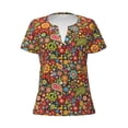 thumbnail image 4 of Wukai Hippie Peace Love Casual V-Neck Graphic Tees for Women: Lightweight and Breathable Summer Tops with Stylish Design-Large, 4 of 8