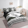 thumbnail image 2 of Manfei Rustic Wolf 7-Piece Twin Bedding,Green Check Pine Bedding Comforter Set,Black Reversible, 2 of 7