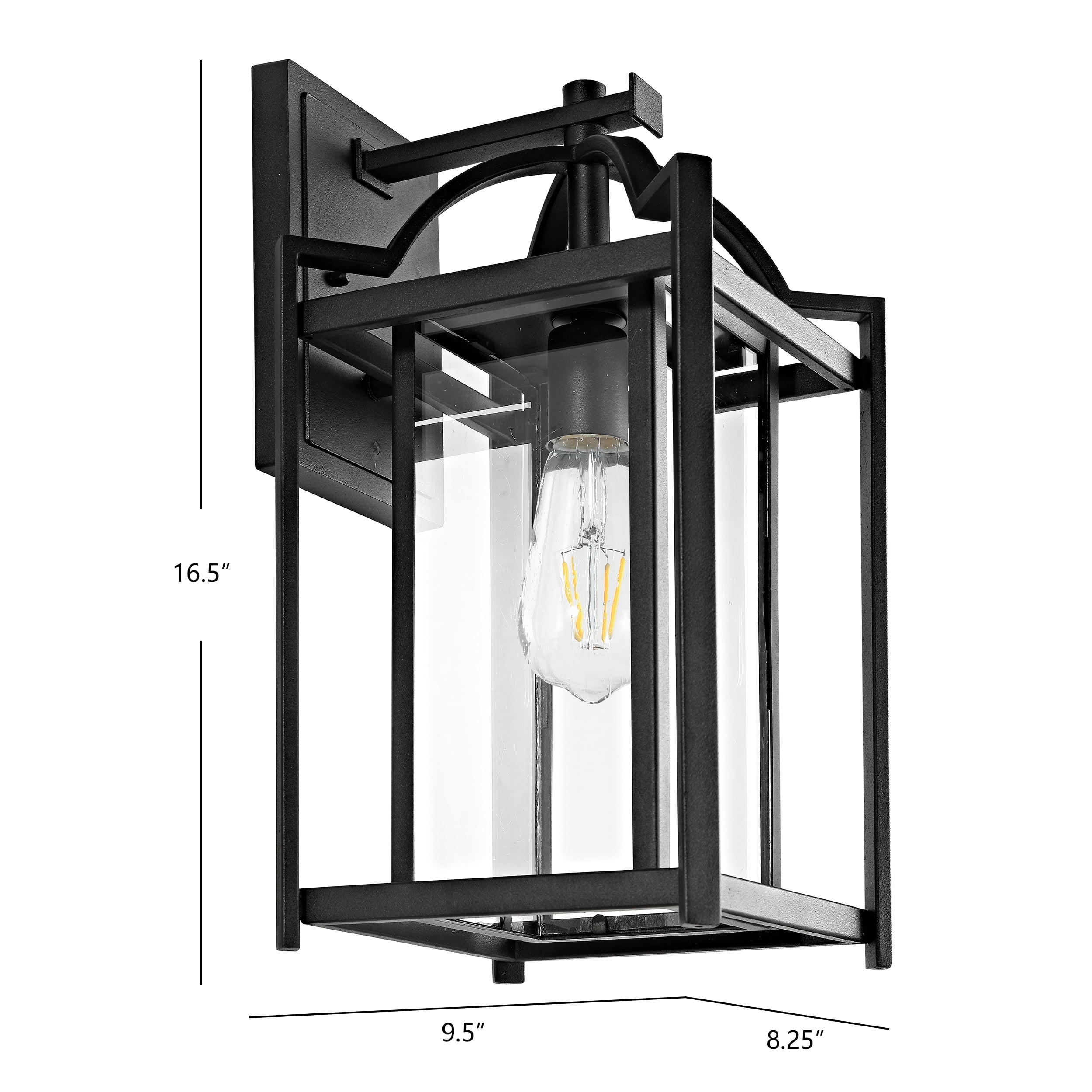 SAFAVIEH Portar LED Black Aluminium Outdoor Wall Sconce with Clear Glass Shade
