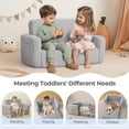 thumbnail image 6 of Kids Couch, Caveen Extra Wide Toddler Couch Fold Out, Baby Sofa Chair Comfy for Birthday Gift, Children's Day, Grey, 6 of 9