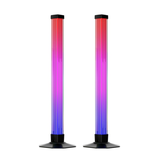 yeacher Lumières de Jeu LED Activées par le Son à 360° RGB avec USB Bluetooth et Contrôle par Application, Télécommande Infrarouge, Design Cristal, Lot de 2 (DX24016-42CM-BT)