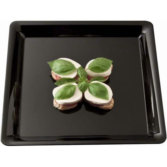 20 14" Black Square Trays Plastic Trays Heavy Duty Plastic Serving Tray 14" x 14" Serving Platters Food Tray Wedding  Party Trays Great Disposable Serving Party Platters