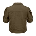 thumbnail image 7 of Miaoju Women's Summer Short Sleeve Crop Denim Trucker Jacket Jean Coat Tops, Khaki L, 7 of 7