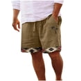 thumbnail image 2 of Mens Casual Shorts Linen Shorts Elastic Waist Drawstring Cotton Linen Shorts with Pockets Loose Fit Outdoor Summer Beach Shorts, 2 of 6