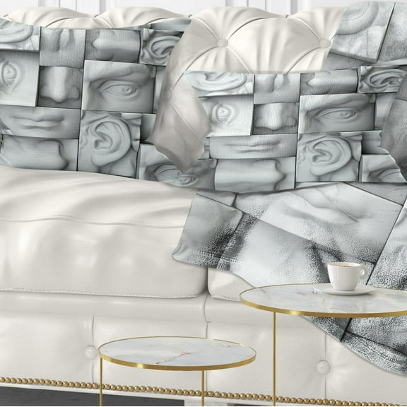 Designart Abstract White Blocks - Abstract Throw Pillow - 12x20