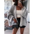 thumbnail image 2 of Womens Oversized Cardigan Sweaters 2025 Fall Long Lantern Sleeve Knit Open Front Light-Weight Sweater Light Gray S, 2 of 8