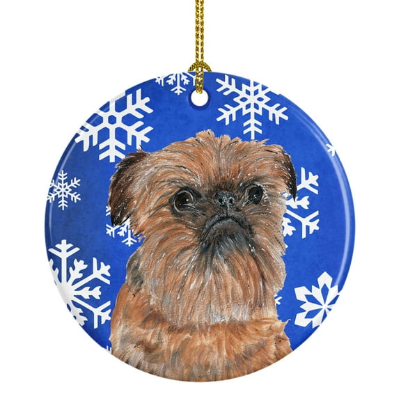Brussels Griffon Winter Snowflakes Ceramic Ornament
