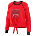 thumbnail image 2 of Women's WEAR by Erin Andrews Scarlet/Black San Francisco 49ers Tie-Front Long Sleeve Top, 2 of 4