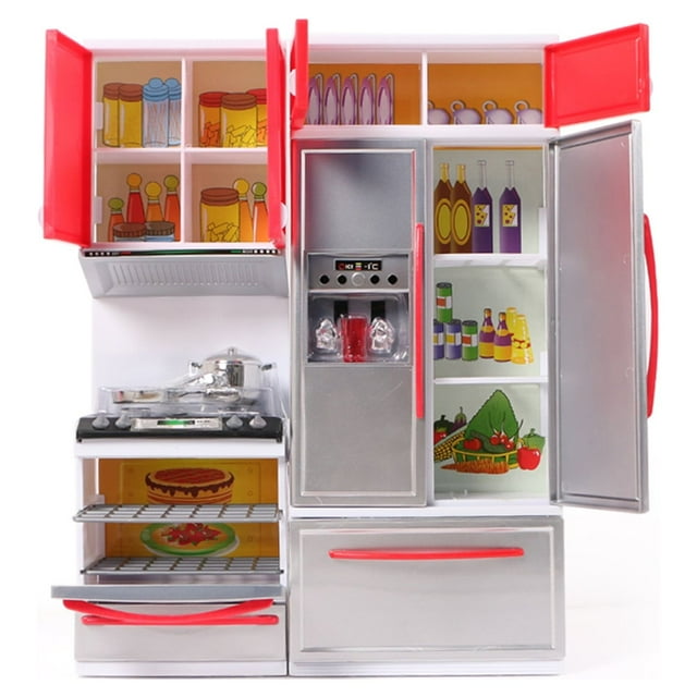 Xihbxyly Principal Juego de Simulación de Gabinetes de Cocina, Juego de Simulación de Cocina para Niños, Mini Muñecas