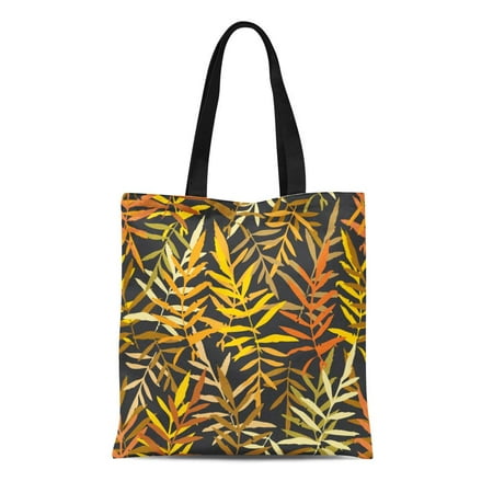 Travel Roller Golf Bag Cover ASHLEIGH Canvas Tote Bag Leafs Tropical Fern Palm for Gold Yellow Mustard Orange Reusable Shoulder Grocery Shopping Bags Handbag ()