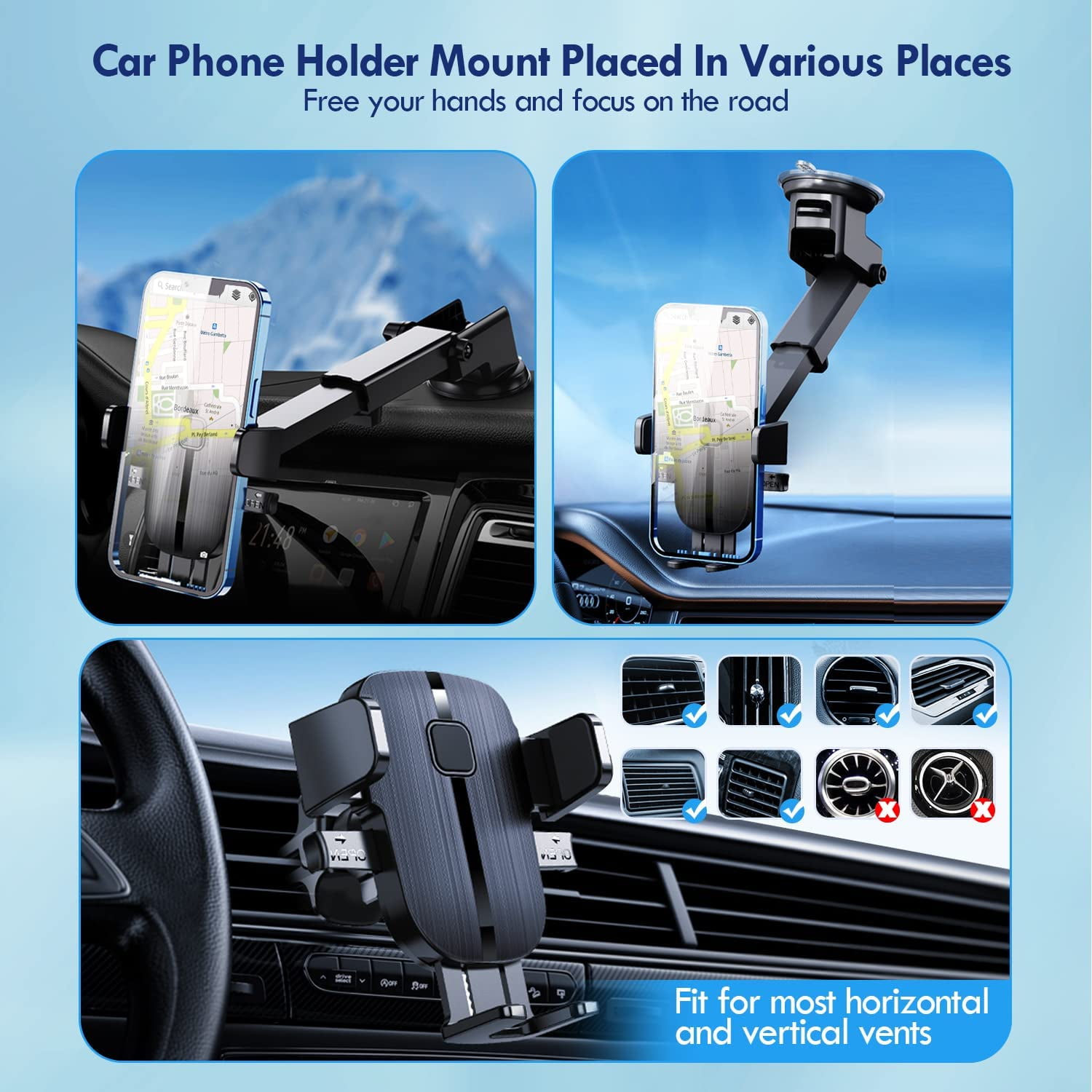 Yezivo 3-in-1 Universal Car Phone Holder Mount photo 6