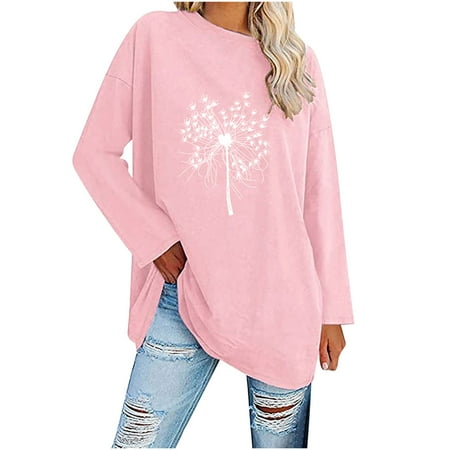 

Moxiu Women s Long Sleeve Sweatshirts Printed Crewneck Tunic Pullover Loose FIt Flowy Shirt Fashion Cute Comfy Tunic Pullover Sweatshirt Blouse Top