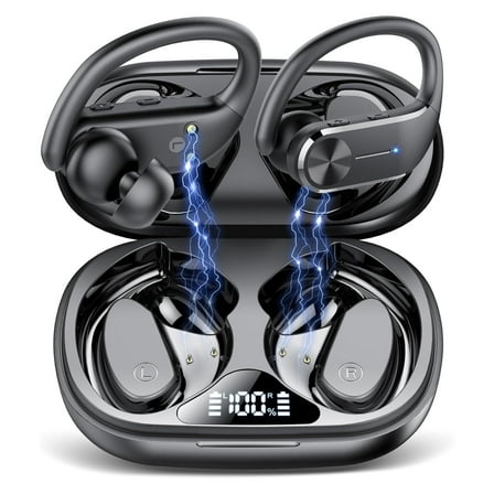 Wireless Earbuds -  68Hrs Bluetooth 5.3 Headphone Sport, 2025 Bluetooth Earbuds Stereo Deep Bass Over Ear Bud with Earhooks, ENC Noise Cancelling Mic, IP8 Waterproof Earphone