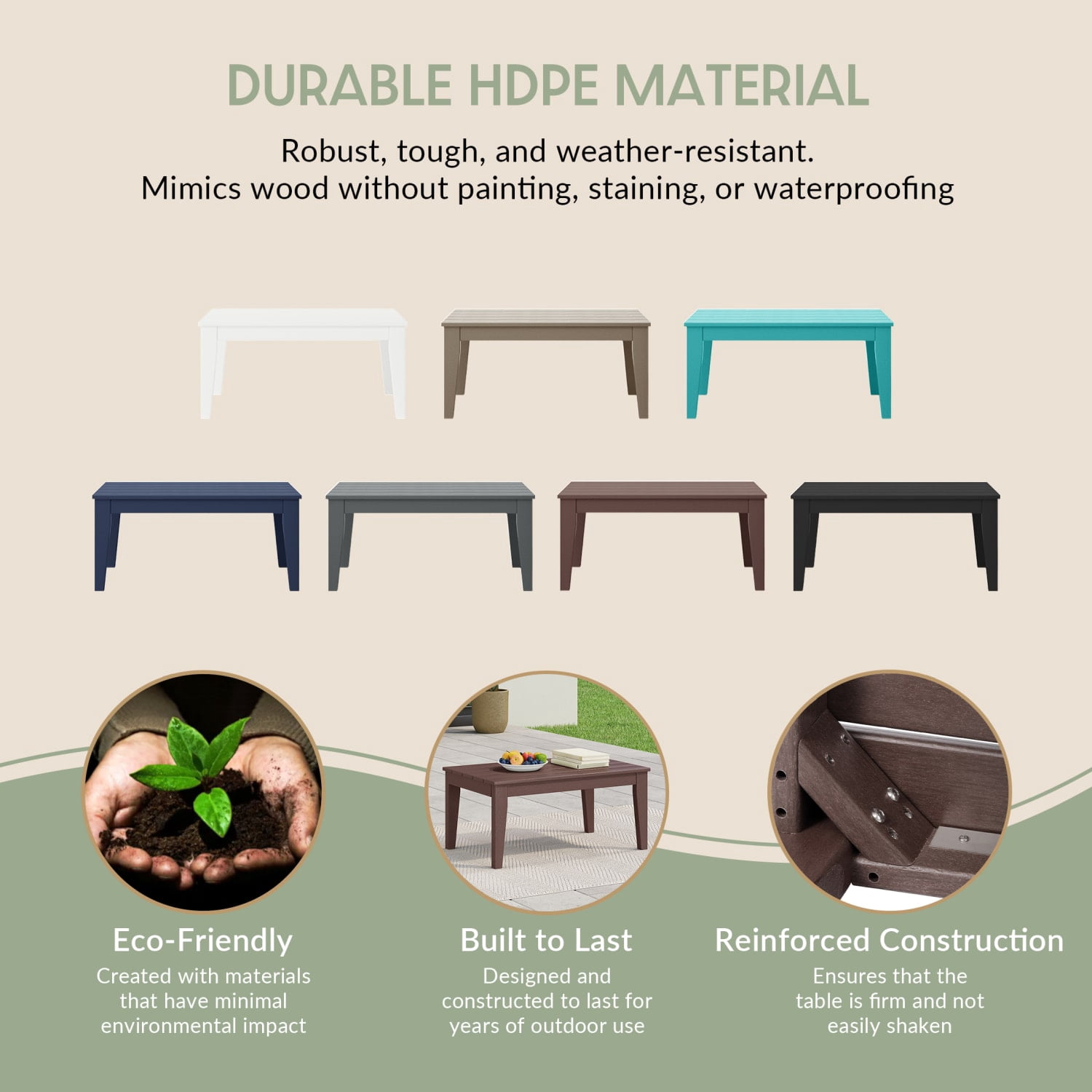 WestinTrends Malibu Low Outdoor HDPE Patio Rectangle Coffee Table, Dark Brown
