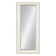 Kate and Laurel Macon Framed Wall Panel Beveled Mirror, 16x36, Distressed Soft White
