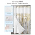 thumbnail image 4 of No Hook Shower Curtain with Snap-in Liner, Golden Grey Tree Waterproof Fabric Bathroom Curtains, Oil Painting Forest Abstract Art Bath Curtains & Mesh Top Window Stand Up Stall 72"x84" Long, 4 of 9