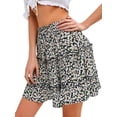 thumbnail image 3 of STARVNC Women Floral Print High Waist Ruffle Hem Drawstring A-Line Mini Skirt, 3 of 7