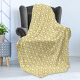 thumbnail image 4 of Ikat Soft Flannel Fleece Blanket, Oval Shaped Design Vivid Color Ogee Motif Indonesian Culture Inspired Pattern, Cozy Plush for Indoor and Outdoor Use, 50" x 70", Yellow Grey White, by Ambesonne, 4 of 5