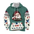 thumbnail image 1 of Sudadera con capucha para hombre, informal, con cordón, estampado navideño, deportiva, blusa de poliéster, 1 of 4