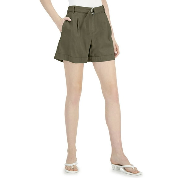 INC International Concepts Womens High Rise Belted Shorts Burnt Olive 4