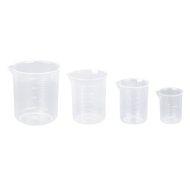 4x 50 150 250 Laboratorio De Plástico Transparente De 500 Ml Se Graduó Vaso Herramienta Taza De Medir Sunnimix Cubilete transparente de la cocina del laboratorio