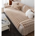 thumbnail image 3 of Nvzi -b Luxury Thick Faux Fur Plush Couch Cover Ultra Soft Anti-Slip Sofa Cover Fluffy Furry Sofa Slipcover Washable Furniture Protector for Kids Dogs Cats Pet (Camel,28"x28"), 3 of 5