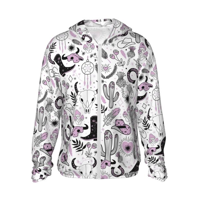 Balery Cowboy Sudadera ligera de manga larga con capucha y protección solar UPF 50+ para hombre y mujer, ideal para pesca y running-Medium