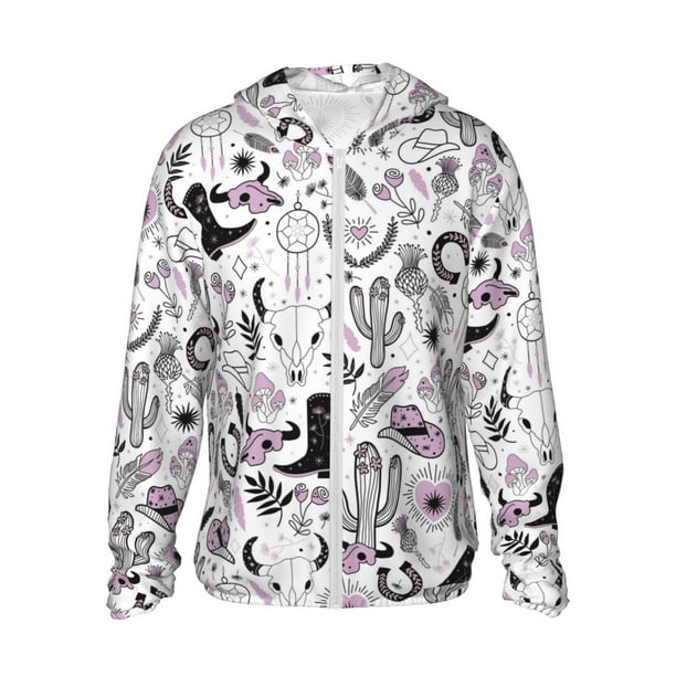 Fotbe Cowboy Chaqueta con Protección Solar UPF 50+ para Hombre y Mujer, Camisa con Capucha y Bolsillos-Large
