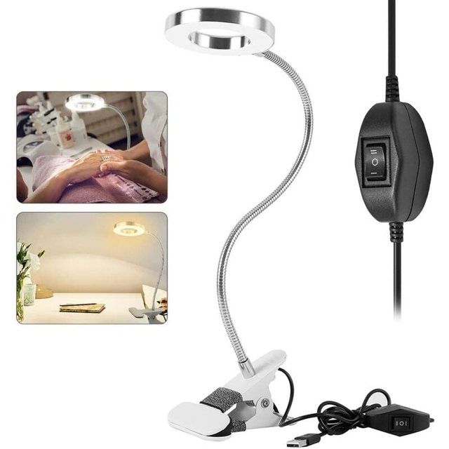 Lámpara de escritorio Lámpara de abrazadera USB de 48 LED Luces de trabajo Protección ocular Lámpara de lectura LED de 8W con clip Luz blanca fría y cálida esquí esquí Gafas de esquí