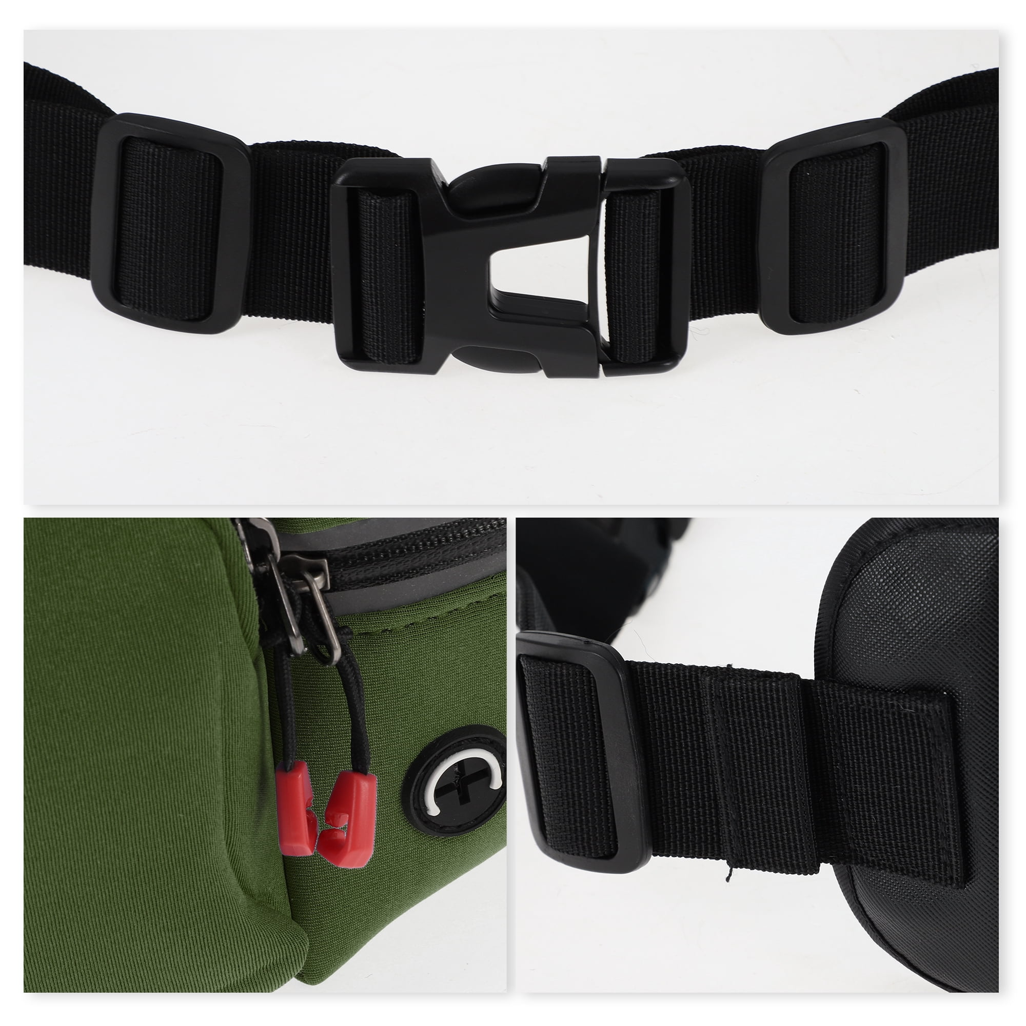 Unique Bargains Multifunctional Zipper Running Belt 1 Pc Green