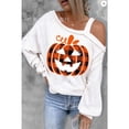 thumbnail image 2 of Suéter fino con estampado de calabaza para mujer, ropa de moda de otoño e invierno, informal, con hombros descubiertos, para Halloween y Navidad, 2 of 5