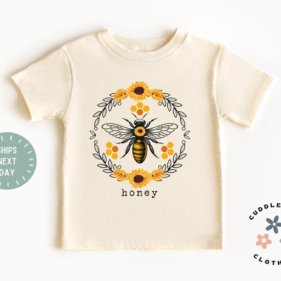 Bella Canvas Bee Kids Shirt, Retro Honey Bee and Sunflower Girls Tee, Bumblebee Shirt, Gift For Girl, Granddaughter Birthday- Summer, Tee