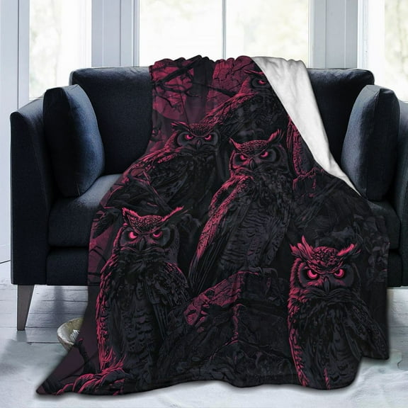 Gothic Owl Throw Blanket Ultra Soft Cozy Decorative Flannel Blankets for Home Bed Couch Chair Travel 50x40