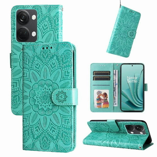 Funda tipo cartera GANGXUN para OnePlus Nord 3 , diseño girasol, cuero PU, soporte, cierre magnético, tarjetero