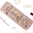 thumbnail image 2 of BELALIFE Travel Jewelry Case Organizer, Small Foldable Storage Roll for Earrings, Necklaces, Rings, Bracelets, Brooches, Pink, 2 of 7