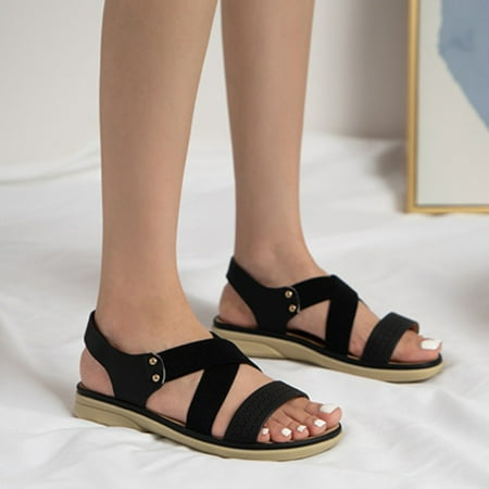 

LEEy-World Wedge Sandals for Women Summer Gladiator Sandal for Women Open Toe Braided Fashion Casual Rubber Zipper Comfortable Espadrille Flat Sandals