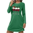 thumbnail image 2 of Sakmal Nightgowns for Women Christmas Sleepwear Cute Long Sleeve Green Crew Neck Nightgowns for Women L, 2 of 6