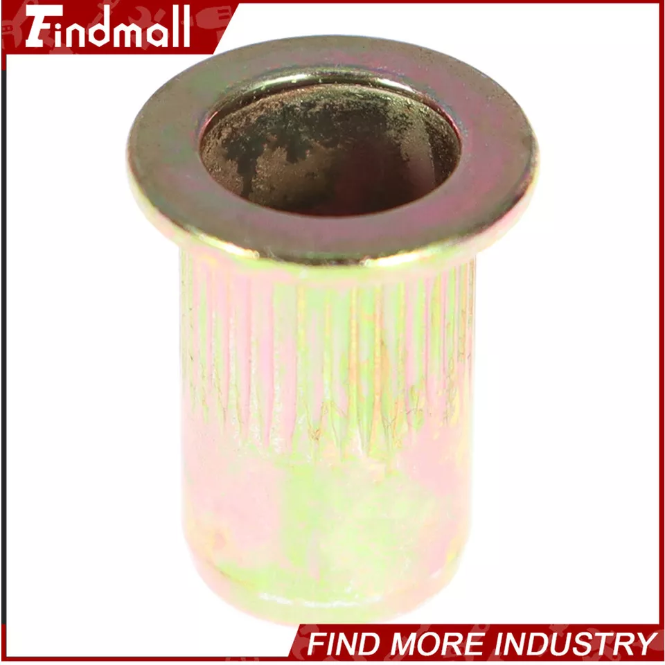 CIRCLE- Findmall 100Pcs M6 Metric Carbon Steel Rivet Nut Flat Head Threaded Nutsert