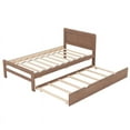 thumbnail image 3 of EBQOSK Modern Design Platform Bed Frame with 2 Drawers Walnut, 3 of 7