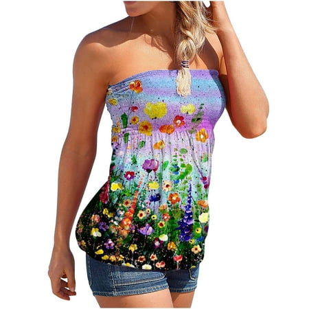 

Tank Top for Women Sexy Tops for Women Women Strapless Tank Top for Summer Tube Tops Casual Sexy Off Shoulder Holiday Blouse Top Tshirts Shirts for Women Savings Clearance Shirts for Women