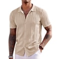 thumbnail image 1 of Polo de punto para hombre COOFANDY, manga corta, color albaricoque, talla L, 1 of 6