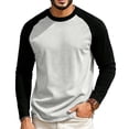 thumbnail image 2 of Garbnen S-4XL Long Sleeve Shirt Men Crew Neck Mens Raglan T Shirt Casual Basic Relaxed Fit Color Block Fall Winter Mens Shirts Big and Tall White S, 2 of 4