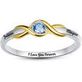 thumbnail image 4 of JQUEEN Infinity Custom Rings with 1 Birthstone for Her Simulated Birthstone 925 Sterling Silver Engraved Rings for Women Eternity Wedding Band Cubic Zirconia Engagement Promise Ring, 4 of 5
