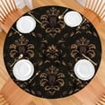 thumbnail image 2 of Round fitted tablecloth with elastic border, soft polyester fabric, floral design, fits 44-52 inch tables, extra large version, 2 of 7