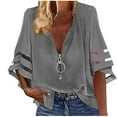 thumbnail image 2 of Vekome T Shirts for Women 3/4 Sleeve Plus Size Pullover Tops V Neck Casual Tee Shirts Solid Color Zipper Summer Blouses, 2 of 6
