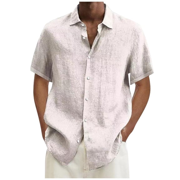 VV AVEORS Mens Button Down Shirts Dressy Casual Short Sleeve Shirt Linen Summer Beach Business Workout Tops White 3XL
