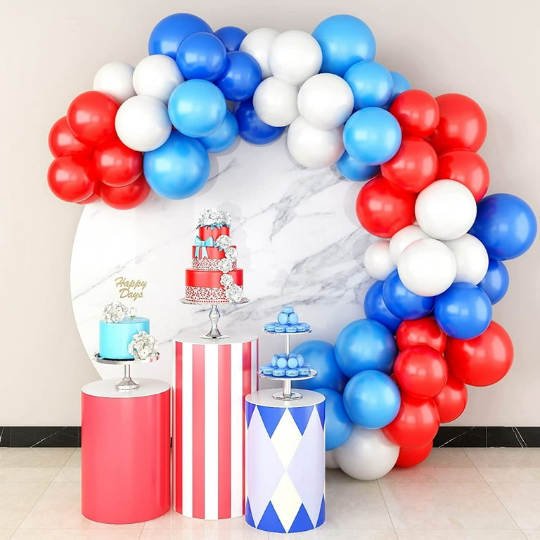 Décoration bleu rouge blanc, 64 pièces ballons bleu rouge blanc ballons  bleu rouge ballons confettis pour fête à thème baseball baby shower 4  juillet décorations drapeau américain fête de l'indépendance